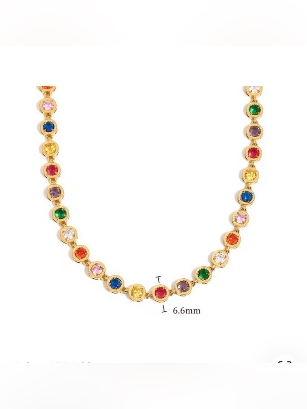 Multicolor Round Cut 5A CZ 18K Gold Filled Tennis Necklace